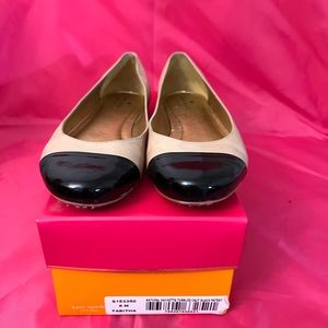 Kate spade Italian leather flats with black patent leather toe & original box